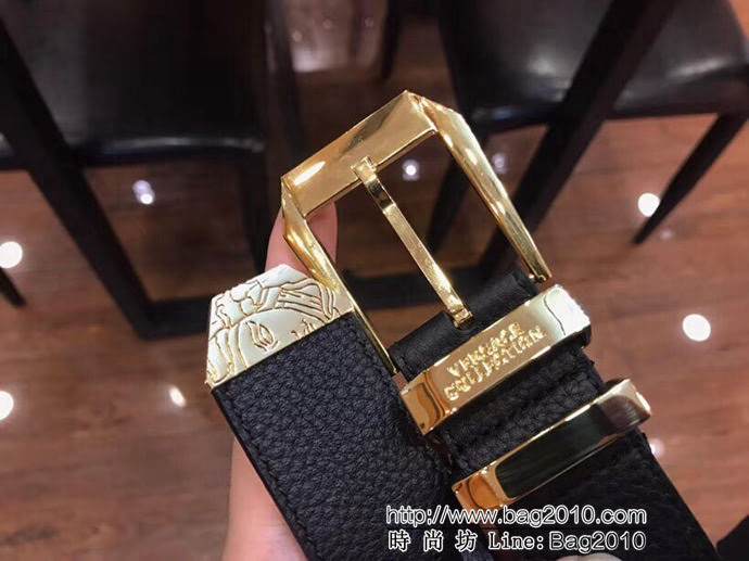 VERSACE範思哲 2019春夏新款 頂級頭層牛皮 四件套純銅扣 男士皮帶  xfp1057